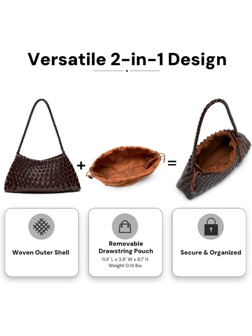 Chic Small Woven Vegan Leather Hobo Purse - Stylish Underarm Shoulder Bag